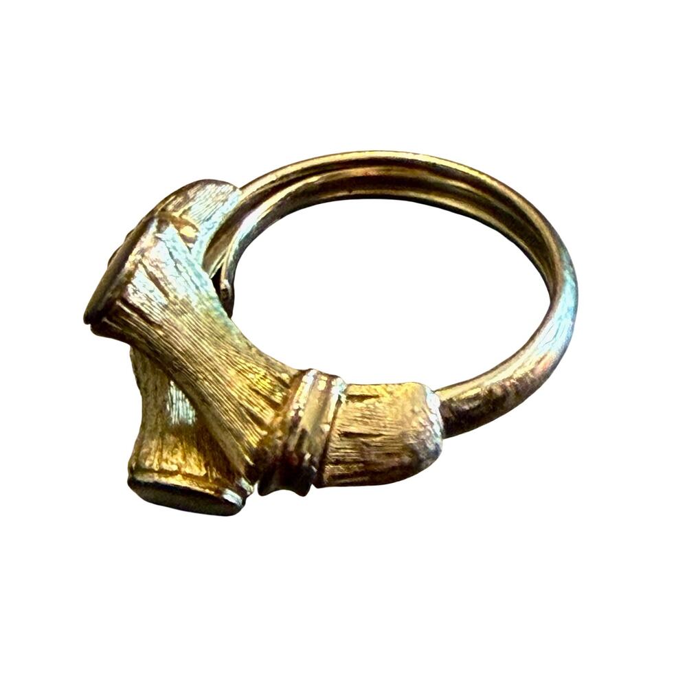 Vintage Gold Tone Twisted Bamboo Avon Ring Size 9